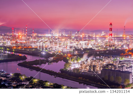 岡山縣倉敷市水島工廠夜景 134201154