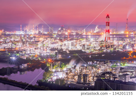 岡山縣倉敷市水島工廠夜景 134201155
