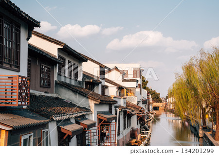 View of Ancient Chinese Water Town in Suzhou, China 134201299