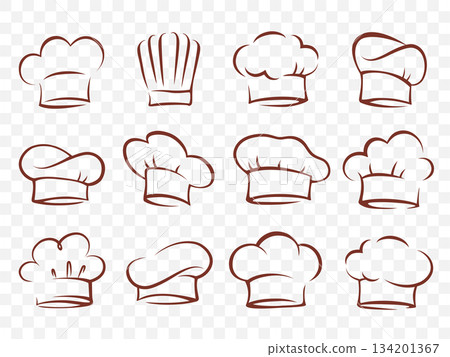 Set of art drawing chef cooking hats 134201367