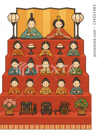 傳統雛人偶 - 15人展示 134201463