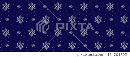 Seamless pattern with lovely white snowflakes on a blue background. Perfect for winter, Christmas, or New Year's designs. Ideal for festive fabric, textile, wrapping paper, etc. Vector illustration Seamless pattern with lovely white snowflakes on a blue background. Perfect for winter, Christmas, or New Year's designs. Ideal for festive fabric, textile, wrapping paper, etc. Vector illustration 134201895
