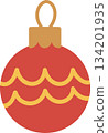 Simple Christmas Ornament Illustration in Red and Gold 134201935