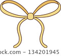 Cute Pastel Yellow Ribbon Bow Illustration for Gift Decoration 134201945