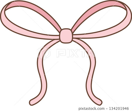 Cute Pastel Pink Ribbon Bow Illustration for Gift Wrapping and Decoration Cute Pastel Pink Ribbon Bow Illustration for Gift Wrapping and Decoration 134201946
