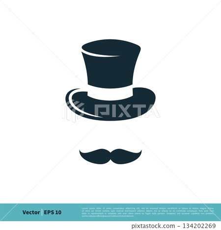 Vintage Face with Hat and Mustache Icon Vector Logo Template Illustration Design. Vector EPS 10. 134202269