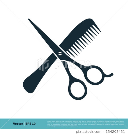 Scissor and Comb Barbershop Icon Vector Logo Template Illustration Design. Vector EPS 10. 134202431