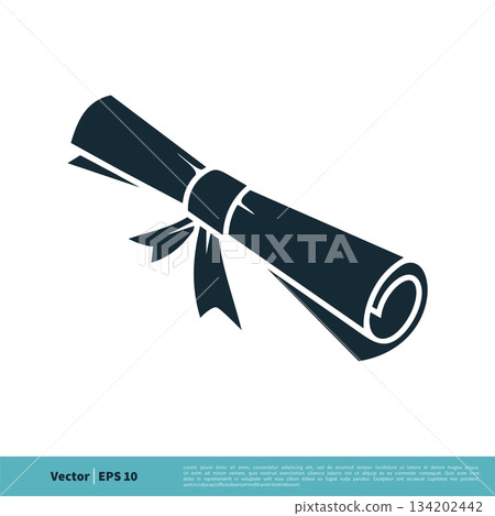 Scroll Paper Graduation / Certification Icon Vector Logo Template Illustration Design. Vector EPS 10. 134202442