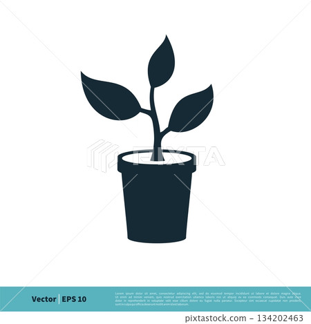 Pot with Plant Icon Vector Logo Template Illustration Design. Vector EPS 10. 134202463