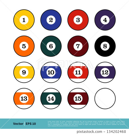 Billiard Ball Set Icon Vector Logo Template Illustration Design. Vector EPS 10. Billiard Ball Set Icon Vector Logo Template Illustration Design. Vector EPS 10. 134202468