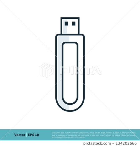 Flash Drive Line Art Icon Vector Logo Template Illustration Design. Vector EPS 10. 134202666
