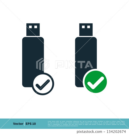 USB Flash Drive Icon Vector Logo Template Illustration Design. Vector EPS 10. 134202674