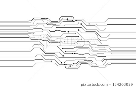 Black line circuit computer technology futuristic on white background design creative vector 134203059
