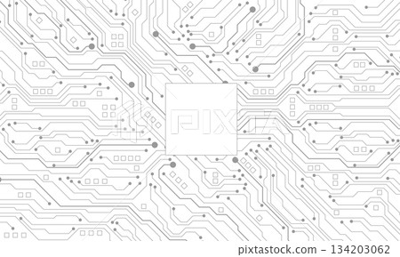 Abstract black circuit board technology connected lines electronics elements computer motherboard chip processor semiconductor digital on white background vector 134203062