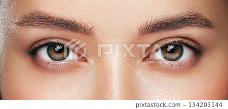Beautiful female eyes with long eyelashes Beautiful female eyes with long eyelashes 134203144