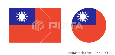 Taiwan flag circle, rectangle icons set. Round, rectangular national flag of Taiwan badges. Taiwan flag circular button. State in Asia. Patriotic sign. Roundel Taiwan flag emblem, banner, background. Taiwan flag circle, rectangle icons set. Round, rectangular national flag of Taiwan badges. Taiwan flag circular button. State in Asia. Patriotic sign. Roundel Taiwan flag emblem, banner, background. 134203190