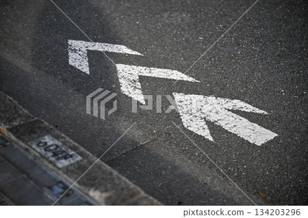 Road arrow markings Road arrow markings 134203296