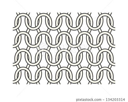 Enlarged view of simple knit stitches - Illustration of purl structure and images of knitting and yarn 134203314
