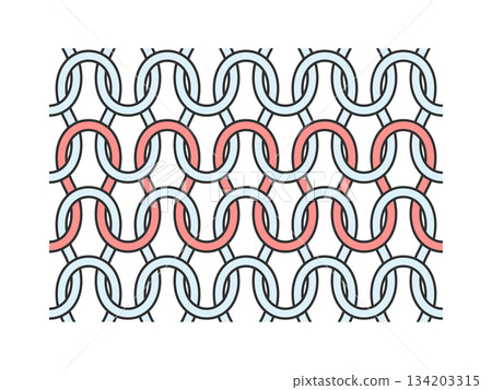 Enlarged view of two-color simple knit stitches - Illustration of purl structure and knitting image 134203315