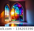 Beautiful stained glass windows 134203390