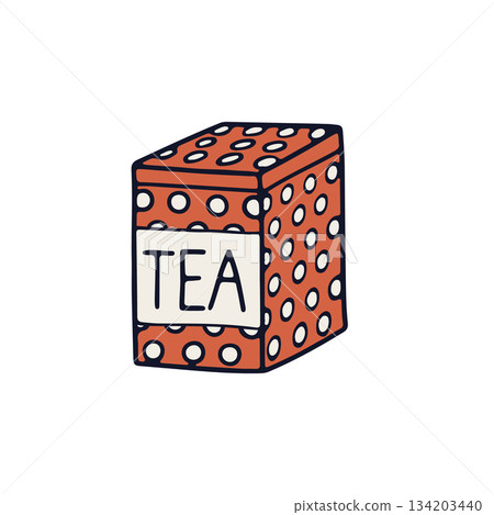 Vintage tin container for tea icon vector illustration. Cozy home decor clipart 134203440