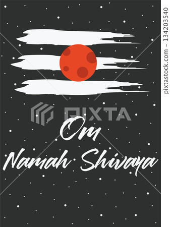 Om Namah Shivaya. Tripundra symbol on black cosmic background. Hindu spiritual vector illustration Om Namah Shivaya. Tripundra symbol on black cosmic background. Hindu spiritual vector illustration 134203540