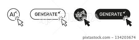 Ai Generate Button Click Icon Set. Artificial Intelligence Activation And Content Creation Symbol Collection. Isolated Vector Illustration Ai Generate Button Click Icon Set. Artificial Intelligence Activation And Content Creation Symbol Collection. Isolated Vector Illustration 134203674