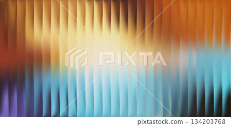 Vector Colorful Blurred Blue Orange Yellow Gradient background. Ribbed glass texture. Pastel Gradient bg. Glossy Ripple Stripes 134203768