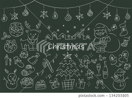 A set of analog-style hand-drawn illustrations of Christmas items A set of analog-style hand-drawn illustrations of Christmas items 134203805