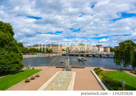 Beautiful parks and waterfront cityscapes in Stockholm, Sweden 134203826