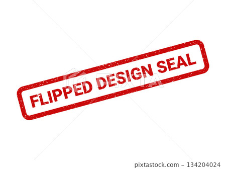 A rectangular red grunge texture stamp presenting the text FLIPPED DESIGN SEAL with a unique weathered appearance A rectangular red grunge texture stamp presenting the text FLIPPED DESIGN SEAL with a unique weathered appearance 134204024