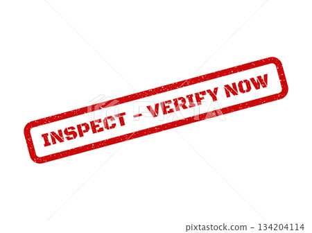 A textured grunge rubber stamp vector featuring the crucial instruction Inspect Verify Now for immediate validation purposes 134204114