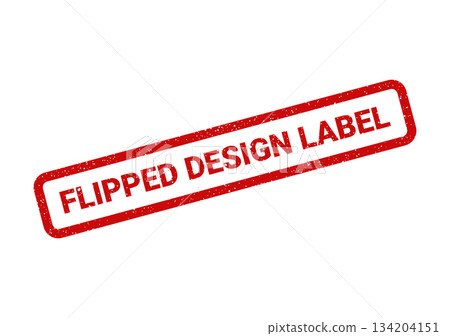 A vibrant red rectangular grunge stamp displaying the text FLIPPED DESIGN LABEL with a distinct textured effect A vibrant red rectangular grunge stamp displaying the text FLIPPED DESIGN LABEL with a distinct textured effect 134204151