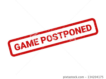 Authentic looking rubber stamp with game postponed announcement for scheduling changes or event delays Authentic looking rubber stamp with game postponed announcement for scheduling changes or event delays 134204175