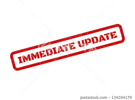 Authentic red rubber stamp with a grunge effect featuring the words immediate update, for urgent announcements Authentic red rubber stamp with a grunge effect featuring the words immediate update, for urgent announcements 134204179