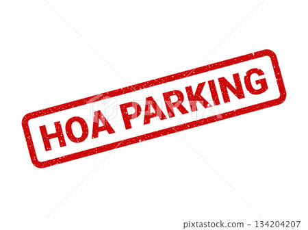 Distinctive rectangular grunge style rubber stamp designating specific parking regulations within a homeowner association Distinctive rectangular grunge style rubber stamp designating specific parking regulations within a homeowner association 134204207