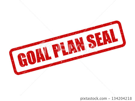 Distressed grunge goal plan seal mark with textured effect, indicating approval and strategic objective achievement 134204218