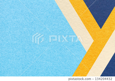 Abstract light blue textured paper background with cream, yellow, navy geometric lines, copy space for graphic banner Abstract light blue textured paper background with cream, yellow, navy geometric lines, copy space for graphic banner 134204432
