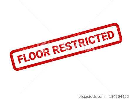 Distressed red rubber stamp with floor restricted message indicating restricted area access control sign Distressed red rubber stamp with floor restricted message indicating restricted area access control sign 134204433