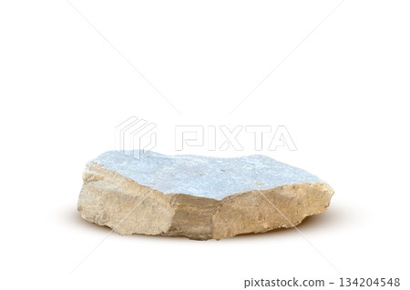 Stone podium background. Rock stand product display. Natural grey marble pedestal on white wall for product placement. Modern minimal cosmetic design. Fashion beauty realistic vector illustration Stone podium background. Rock stand product display. Natural grey marble pedestal on white wall for product placement. Modern minimal cosmetic design. Fashion beauty realistic vector illustration 134204548