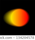 Gradient color round shape background. Abstract red yellow blur circle with graduation. Neon colored rounded icon. Colorful geometric graphic vector illustration isolated on black 134204578