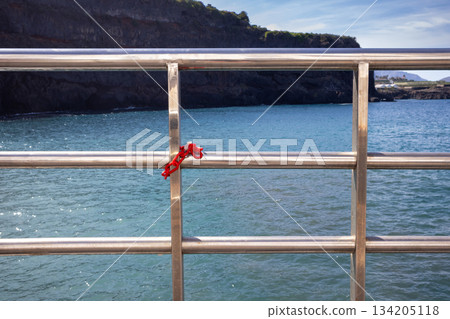 Silver railing and Atlantic ocean, Tenerife, Spain 134205118