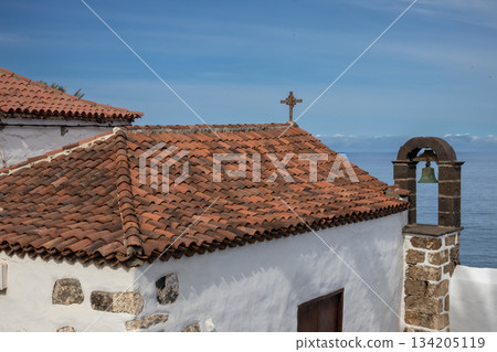 Small church and Atlantic ocean, Tenerife, Spain 134205119