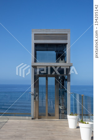 Exterior elevator and Atlantic ocean, Tenerife, Spain Exterior elevator and Atlantic ocean, Tenerife, Spain 134205142