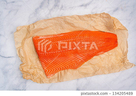 Salmon. Fresh raw salmon fish 134205489