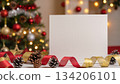Blank white card with Christmas tree decorations 134206101