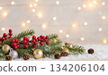 Christmas holiday season backdrop with festive decorations 134206104