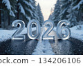 Ice 2026 numbers on winter road leading to future 134206106
