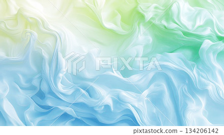 An exquisite Abstract swirling fluid art design that showcases beautiful Green and Blue Tones 134206142