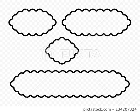 Set of geometric decorative frames or stickers in the shape of a rhombus with a wavy or zigzag edge, vector outline border graphic design Set of geometric decorative frames or stickers in the shape of a rhombus with a wavy or zigzag edge, vector outline border graphic design 134207324
